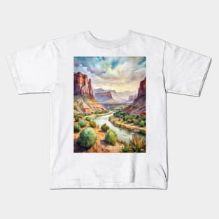 Big Bend National Park Watercolor Painting Kids T-Shirt